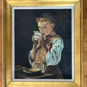 Tableau : Huile sur toile - portrait de paysanne
