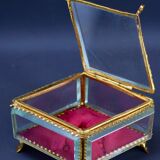 Jewelry box 1900 in beveled glass and brass