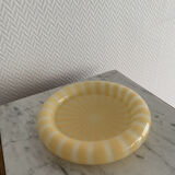 Cendrier verre rond vintage rayé jaune & blanc