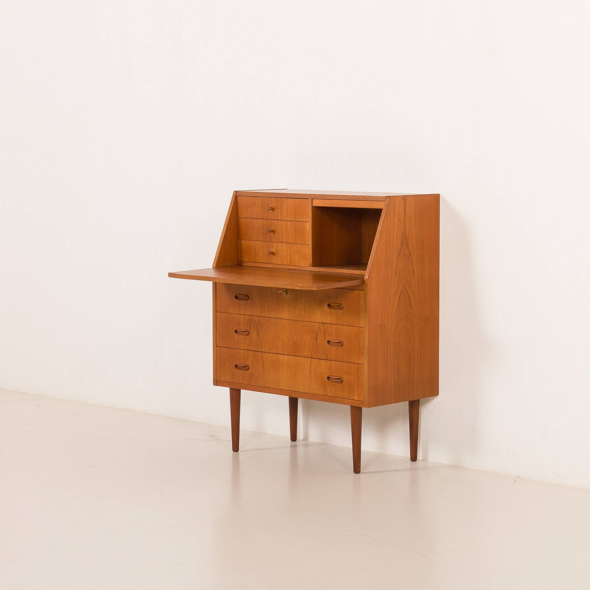 Danish teak secretaire with hidden vanity, 1960s