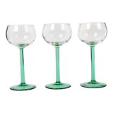 Set of 6 Vintage Luminarc Alsace Wine Glasses Narrow Green Base