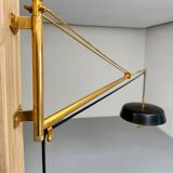 Antique Italian design Stilnovo brass and vintage metal gallows lamp