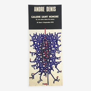 André DENIS : Affiche originale Galerie Saint-Honoré, Cannes, 1972