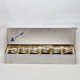 Verreries lorraines cristal set of 6 thick amber whiskey glasses vintage design