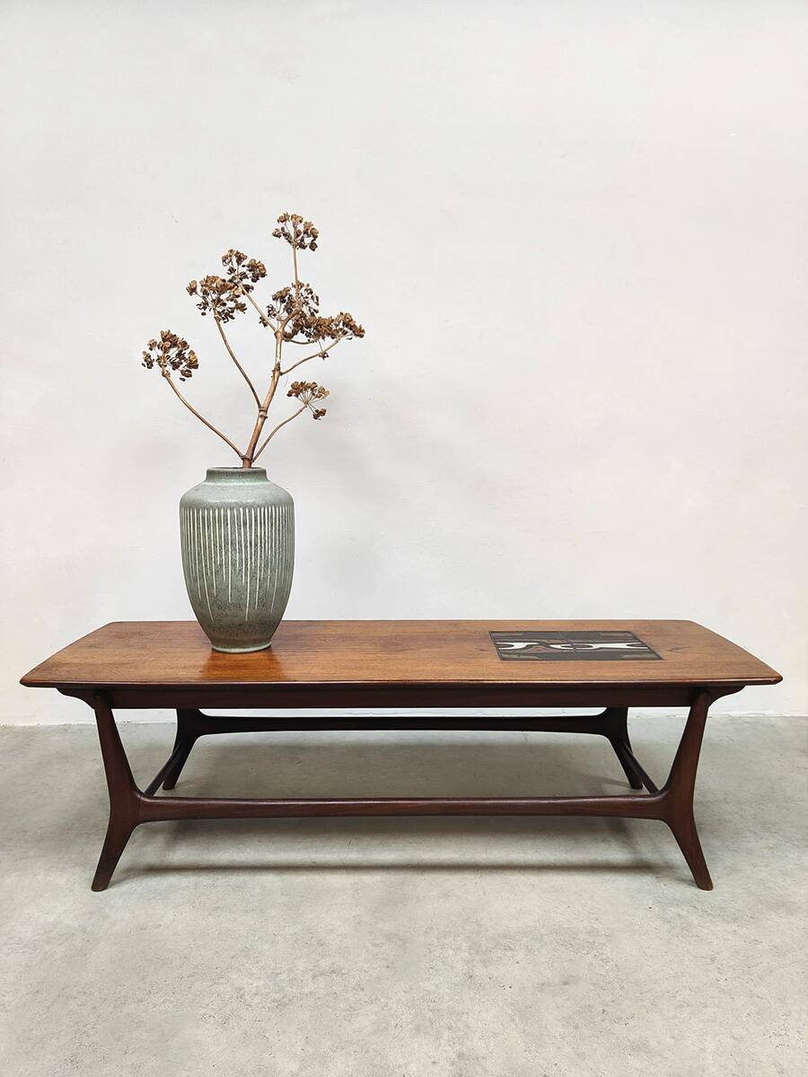 Vintage Dutch design Ravelli tile & teak coffee table Louis van Teeffel
