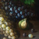 Still life painting, grapes and figs, oil on canvas.