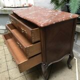 Louis XV style chest of drawers in wood and marble