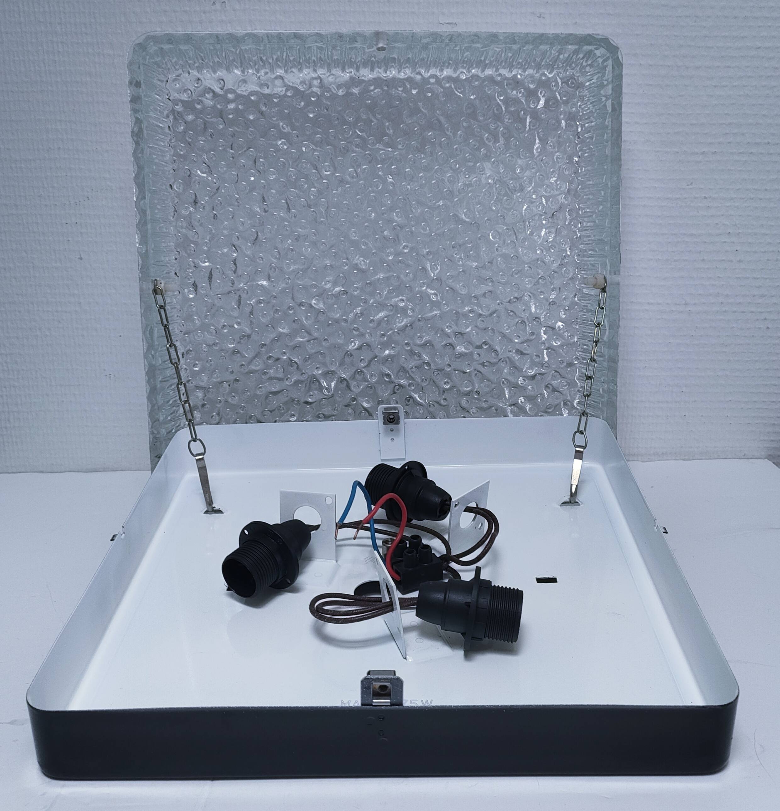 Holophane square wall lamp XL glass design 60s