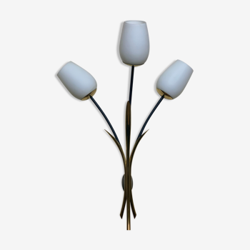 Set of "brin de lily of the valley" wall lights 1950 opaline glass