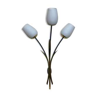 Set of "brin de lily of the valley" wall lights 1950 opaline glass