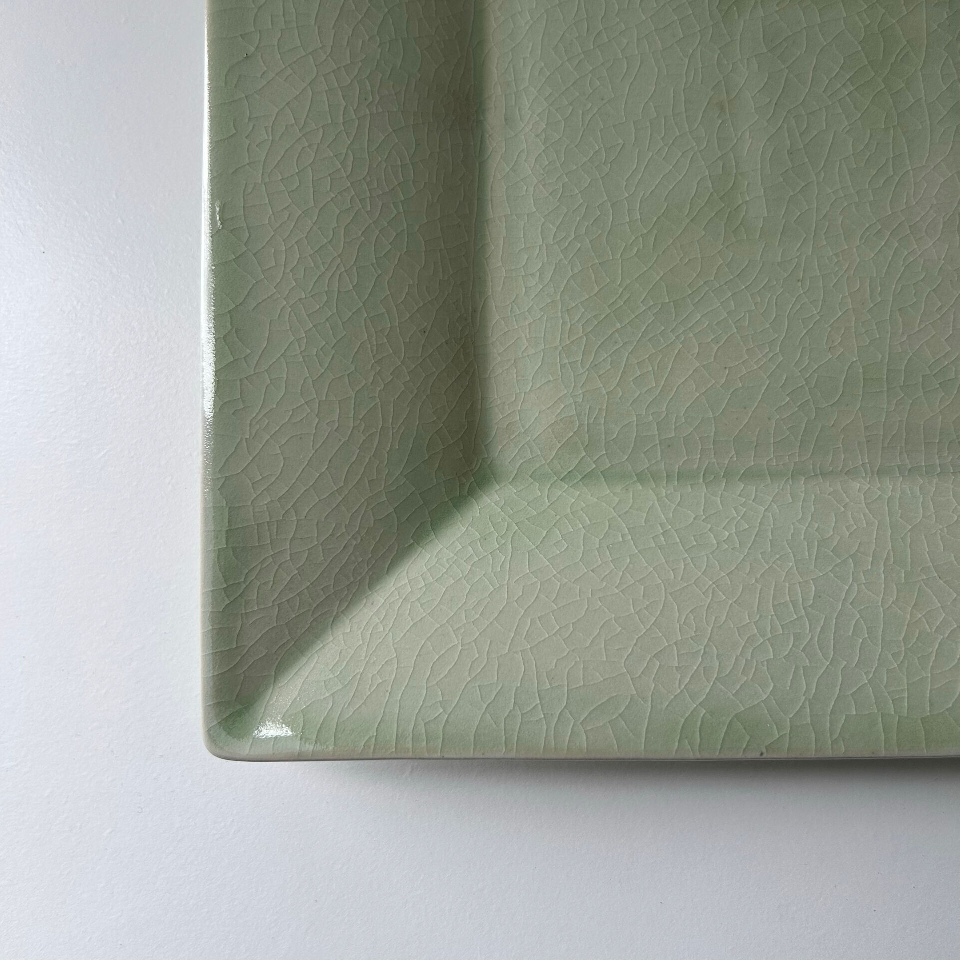 Large celadon square plate