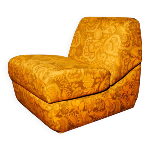 Chauffeuse convertible en tissu floral, circa 1970