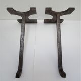 Pair of chenets modernist style steel design 70s