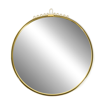 Beautiful, heavy Mid-Century Modern brass wall mirror by Lenz, 1964