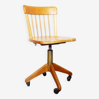 Chaise de bureau ou d'atelier Stoll Giroflex en bois, Suisse 1960