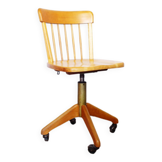 Stoll Giroflex wooden office or workshop chair, Switzerland 1960s