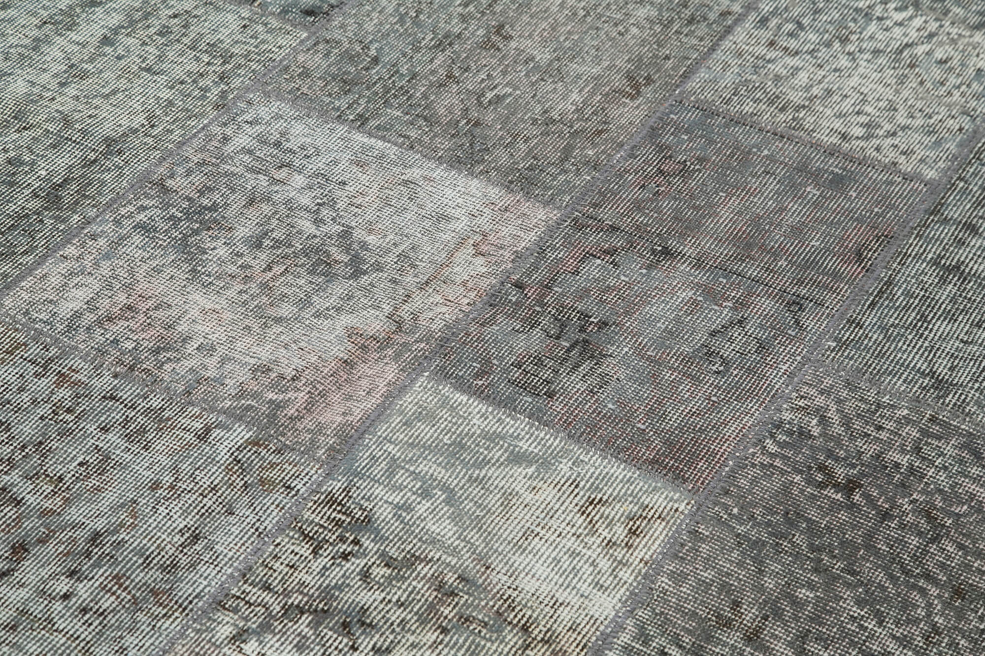 Handwoven Oriental Overdyed 170 cm x 240 cm Grey Patchwork Carpet