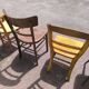 Set of 6 mismatched vintage wooden bistro chairs