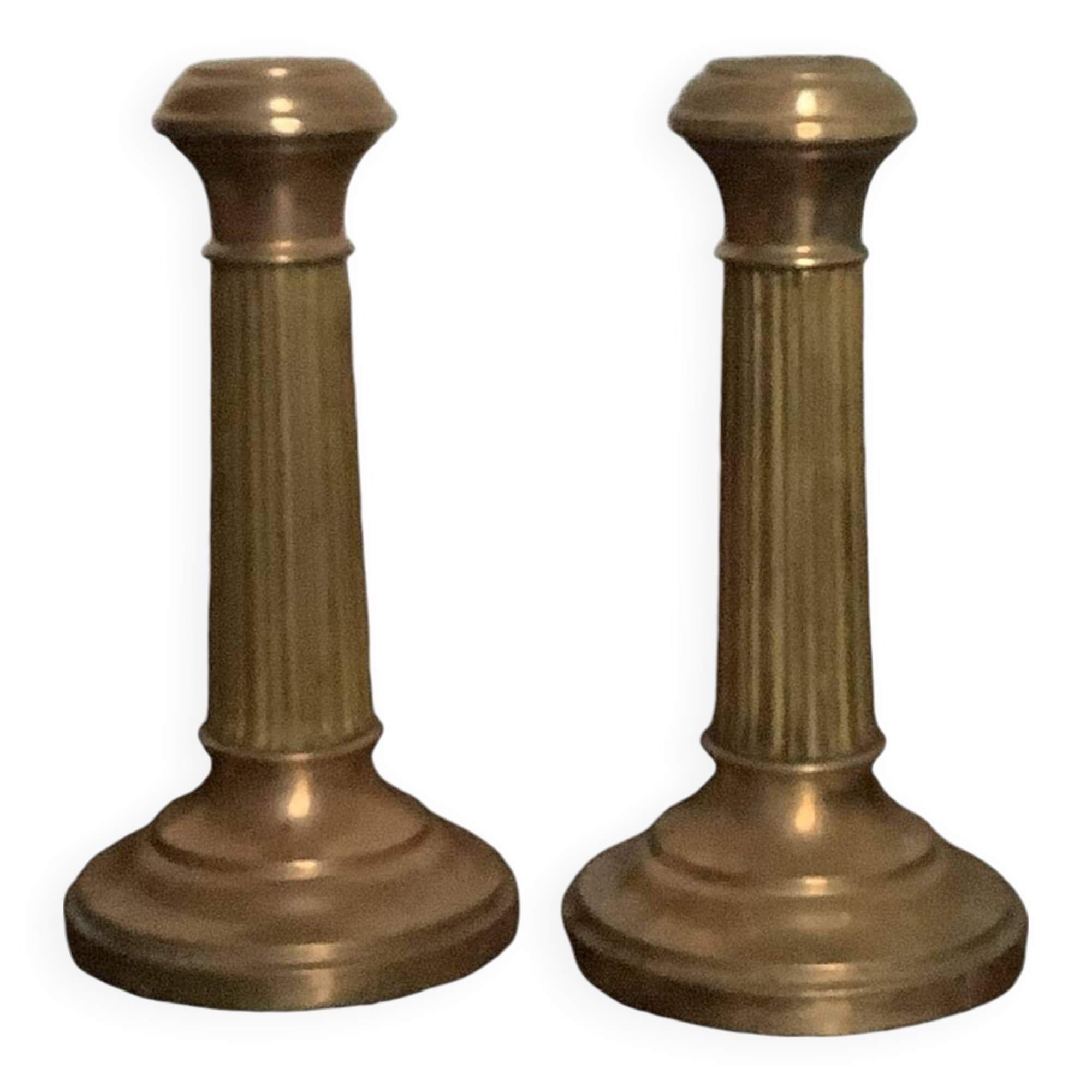Duo of brass candlesticks