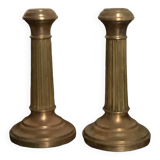 Duo of brass candlesticks