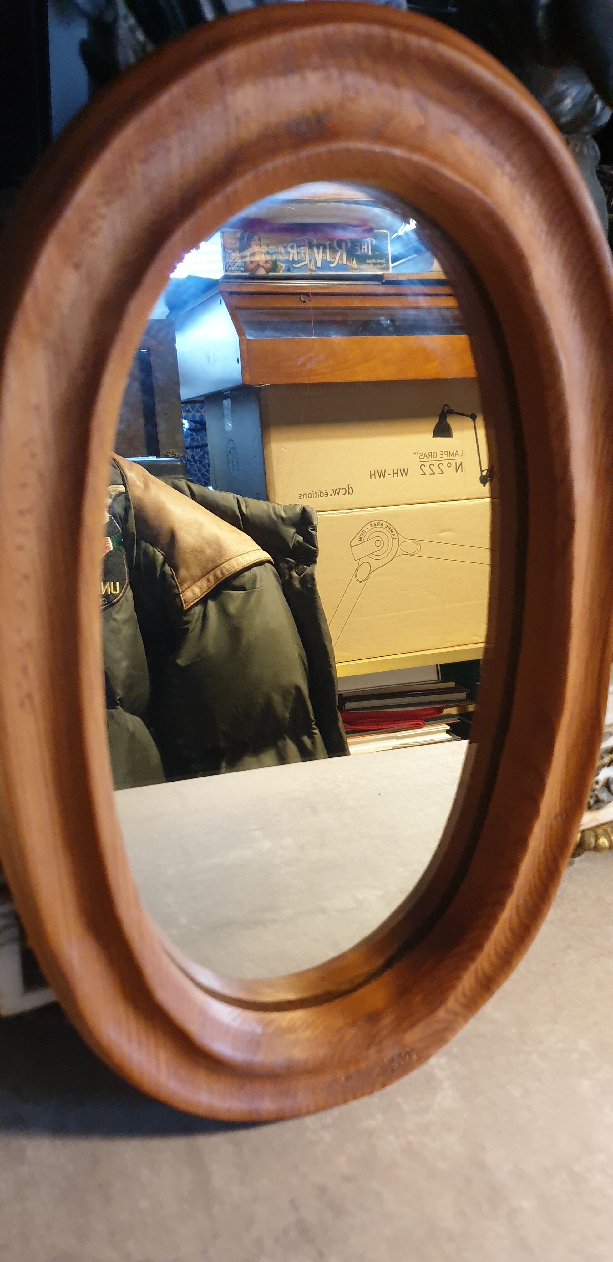 Oval solid wood mirror