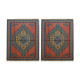 Pair of rust blue kilims handmade flatwoven wool & silk kilim- 88x138cm