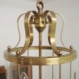 Vintage round brass chandelier Vestibule pendant lamp from the fifties