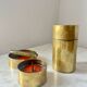 Vintage Red Enamelled Bronze Set, Ashtray, Candle Holder & Lidded Jar, 50s