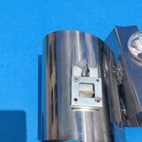 Pair of 70s designer wall lights in chrome metal
