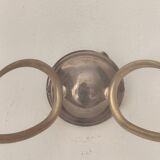 Two-light wall sconce in gilded metal with opaque glass shades, 1950/1960