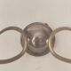 Two-light wall sconce in gilded metal with opaque glass shades, 1950/1960