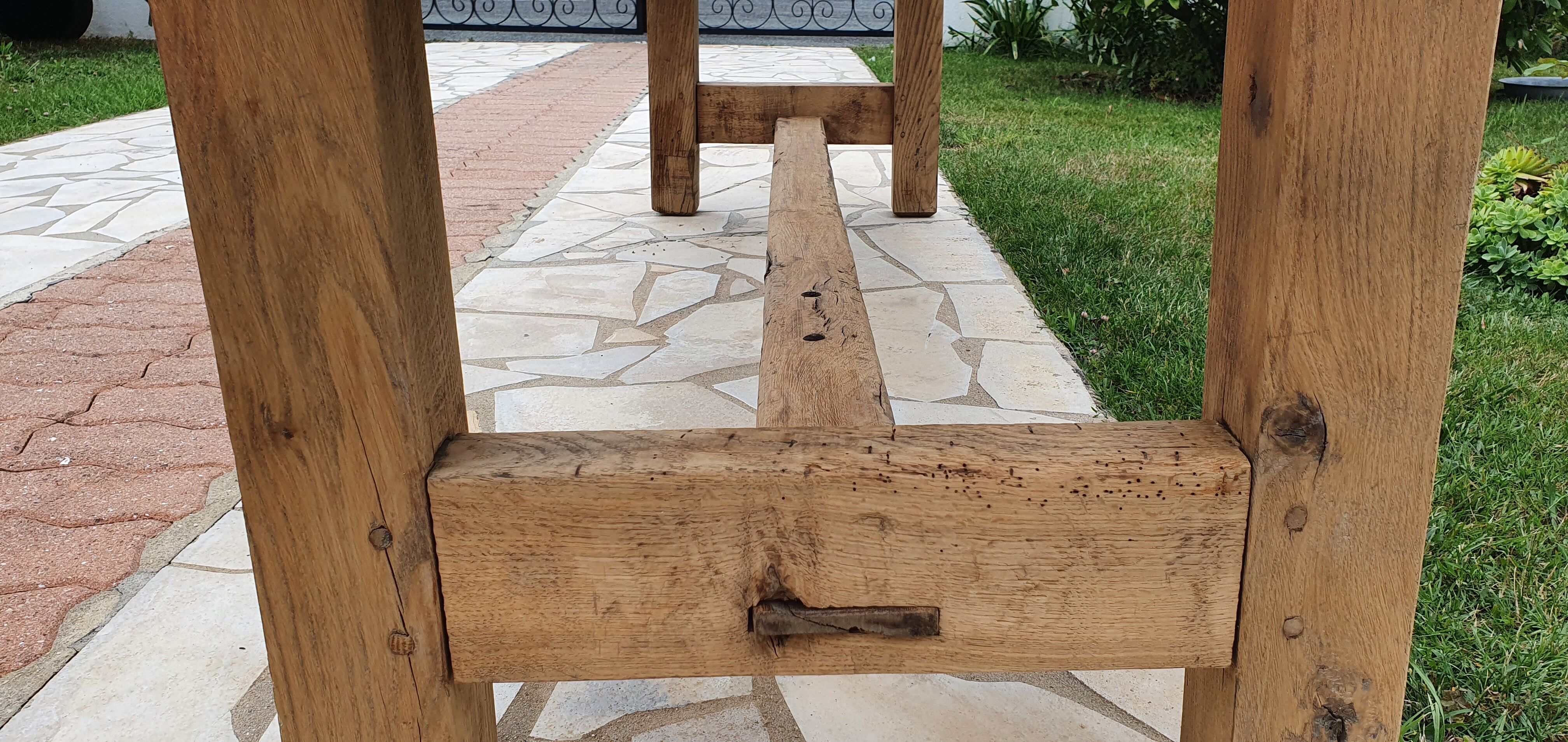 Loom table in solid oak 240 x 58 cm. 1920.