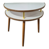 bedside or side table, vintage half circle 3 feet white trays made in England