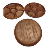 Set of 3 teak plates