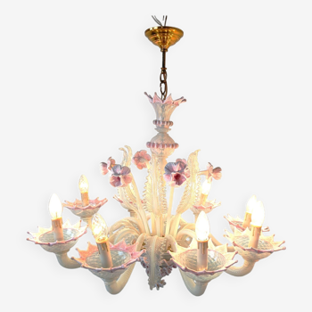 Vintage murano glass flower chandelier, 1950s
