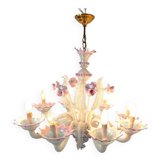 Vintage murano glass flower chandelier, 1950s