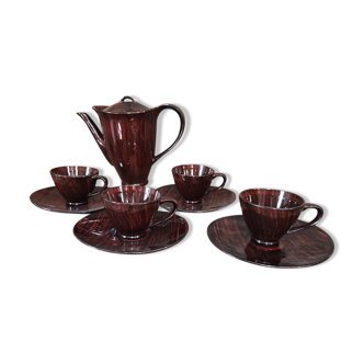 Mid Century French coffee set for 4, faïence Salins, model Bahamas