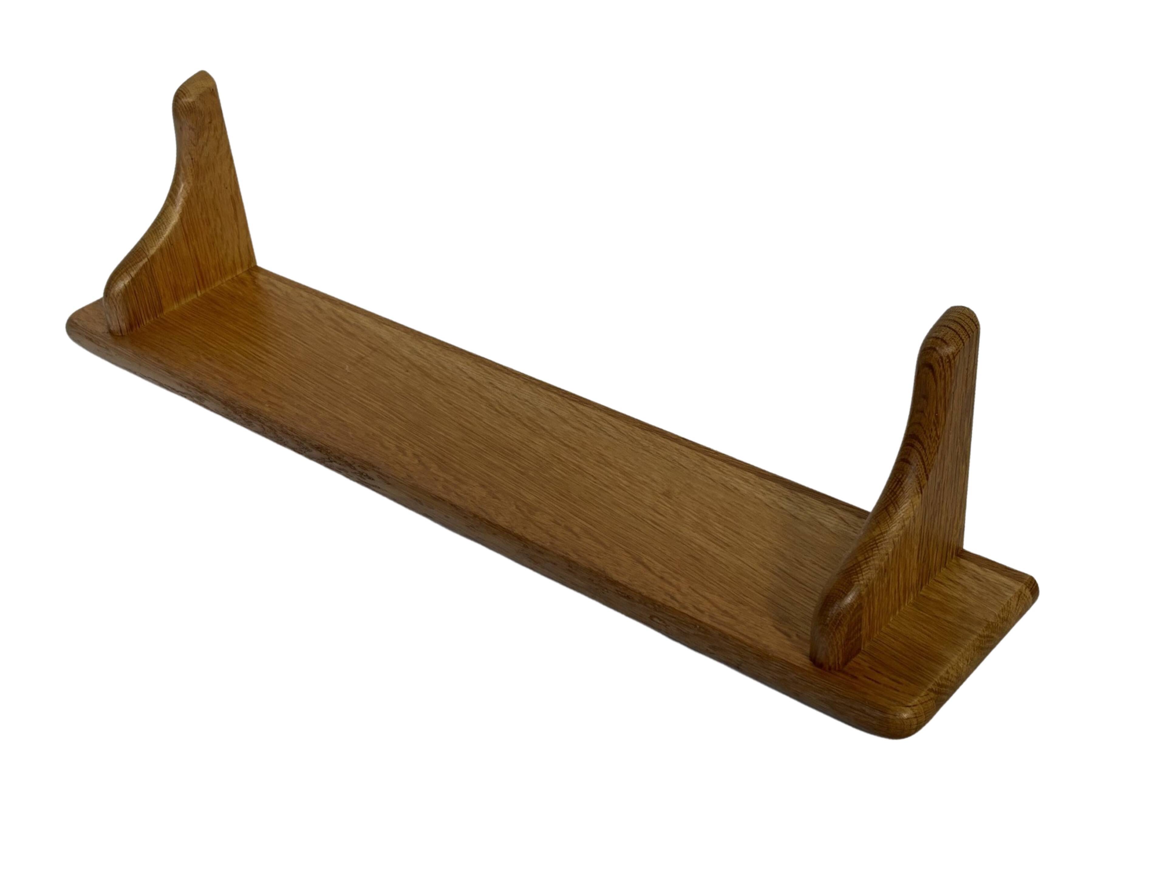 Vintage oak wall shelf book shelf 1970s wood minimalist design