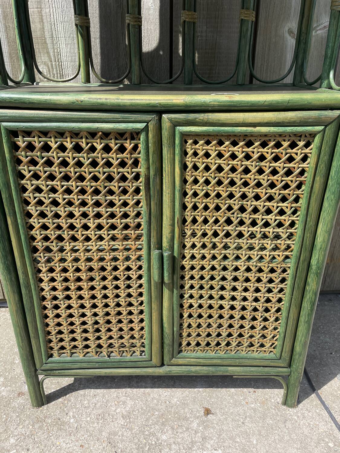 Green bamboo bookcase