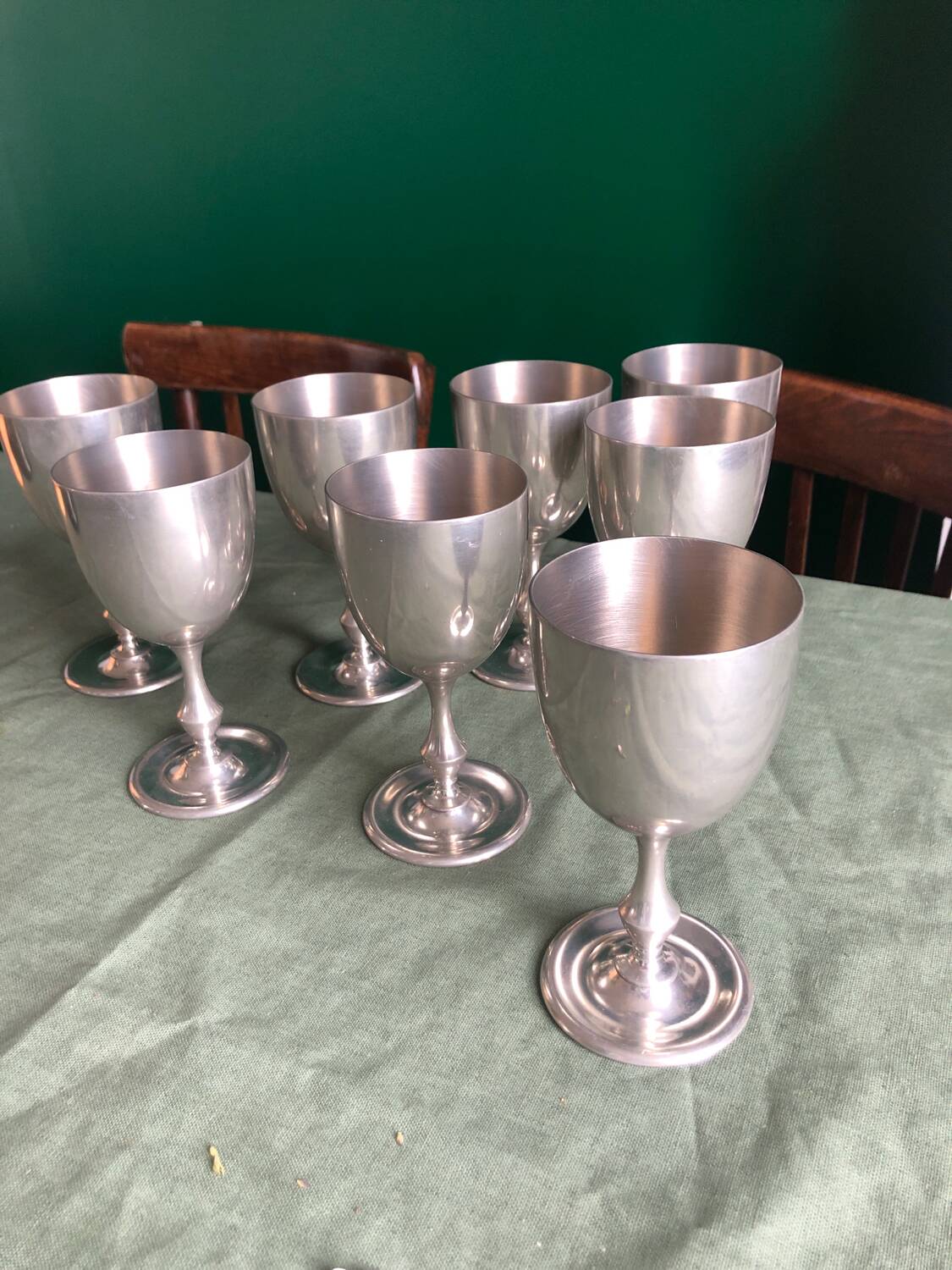 Silver-plated metal stemmed glasses