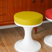 Tabouret tulipe en Plastique et Laine, Vert Matcha, Design Space Age, 1970