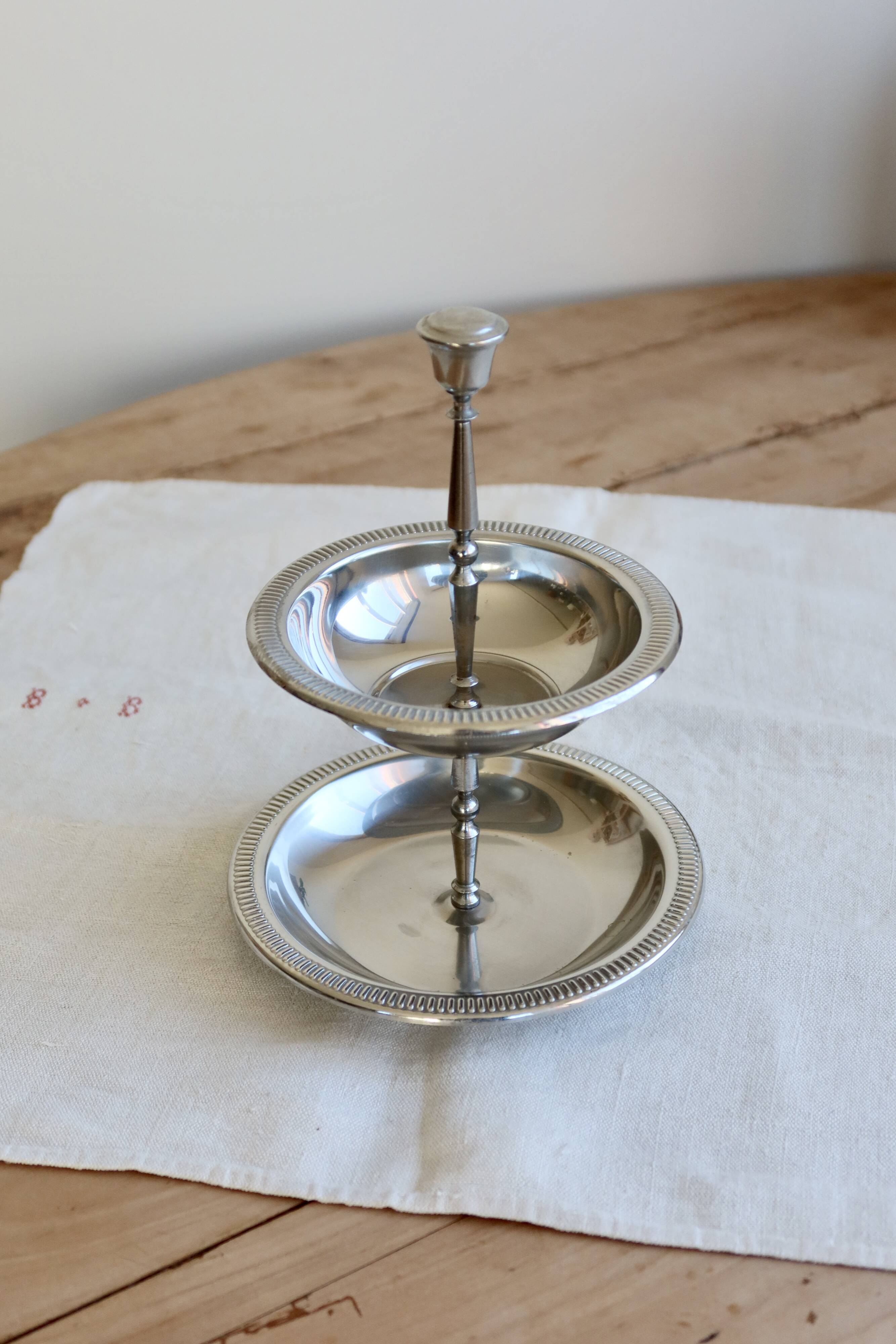 Vintage 2-tier silver-plated display stand - Dessert server