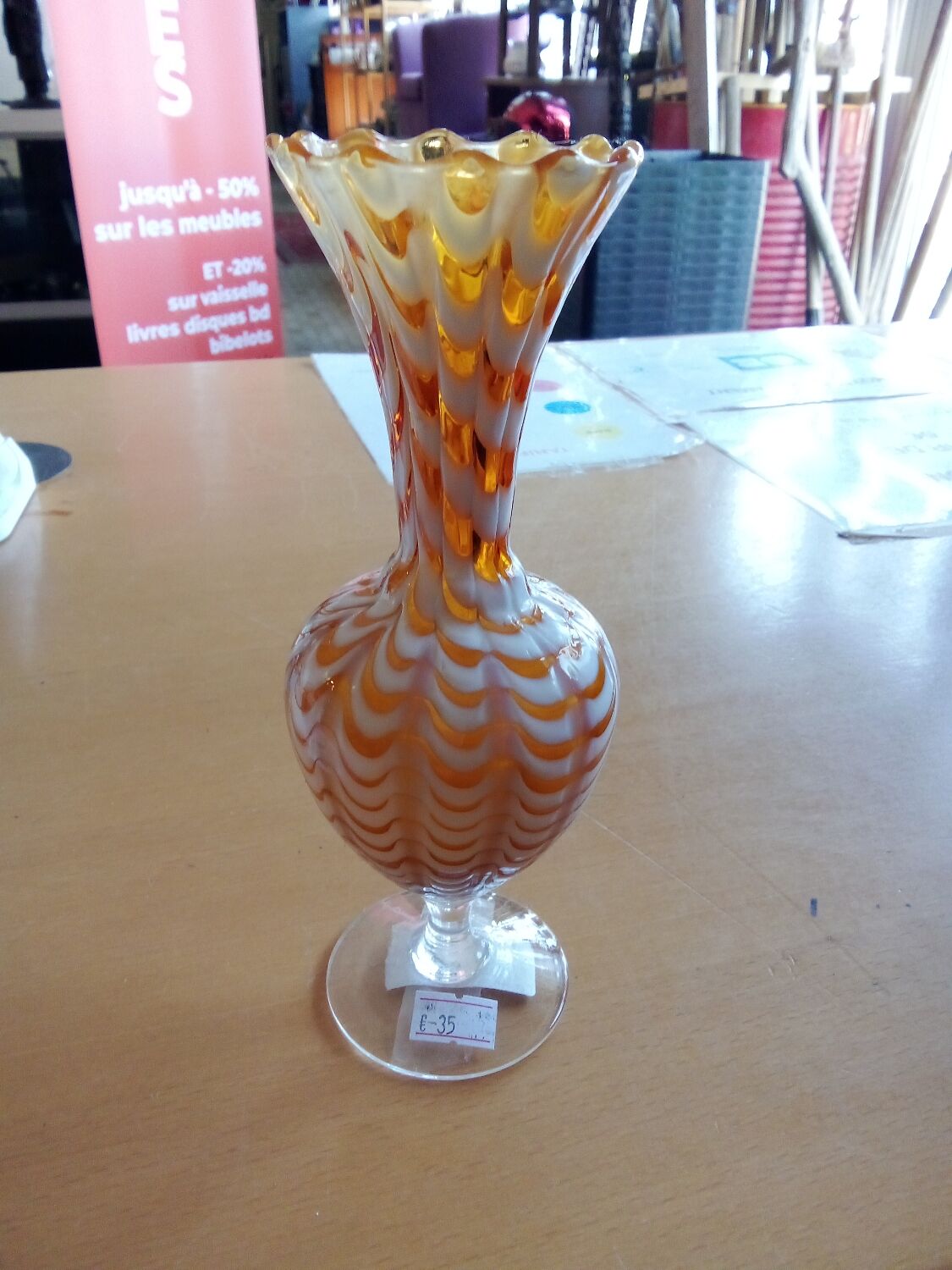 Vase vintage zigzag opalina fiorentina