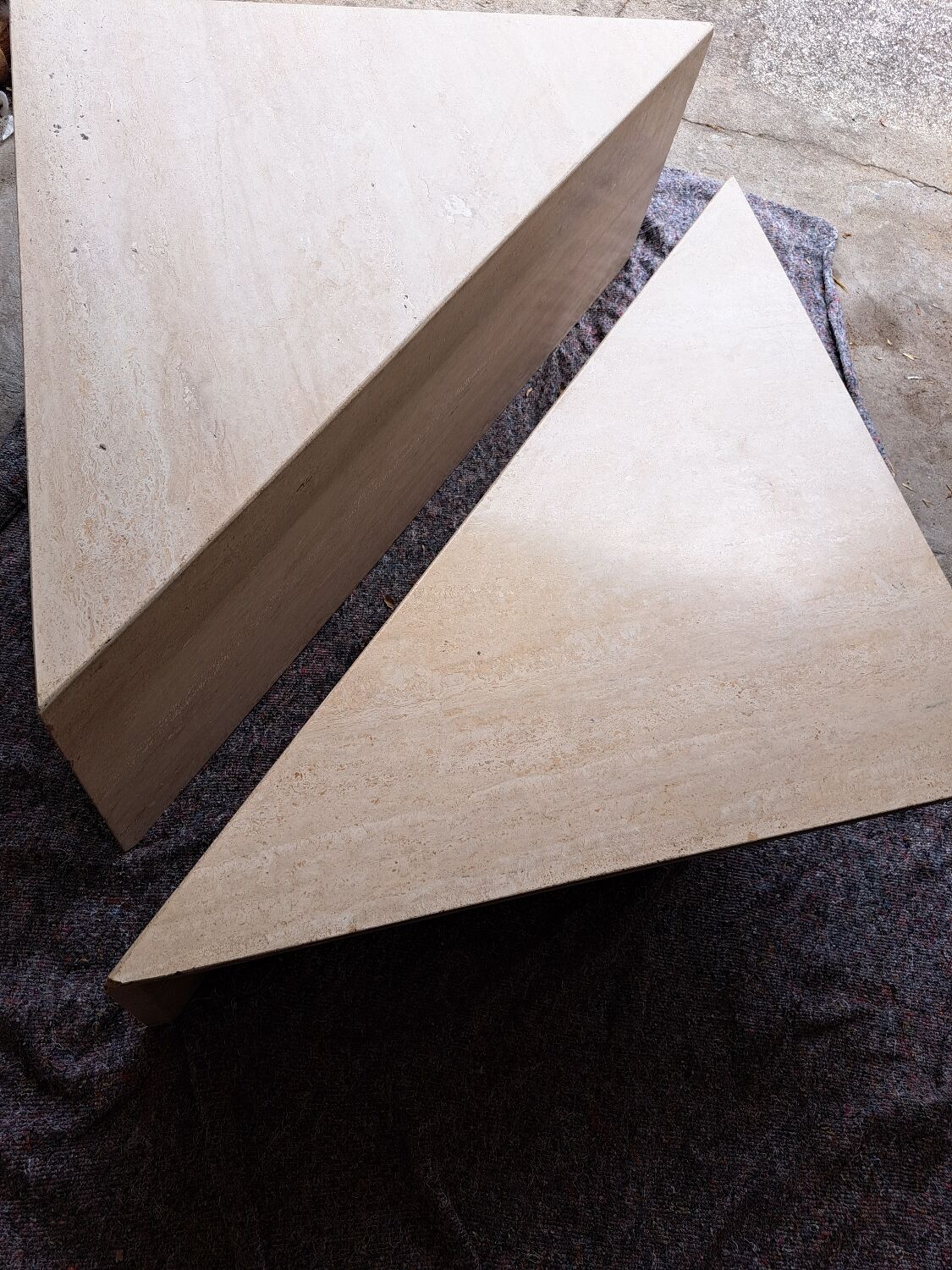 Travertine coffee table.