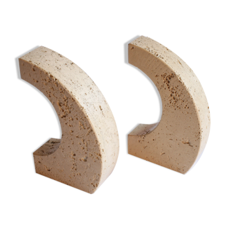 Travertine arc bookends by Fratelli Manelli, Italy 1960s.