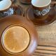 Vintage coffee service in brown stoneware from the 1970s.