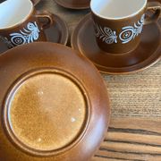 Service à café vintage en grès marron années 70