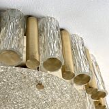 Kaiser Leuchten ceiling lamp, brass and iceglass