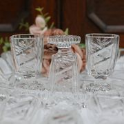 Bavarian liqueur decanter, six glasses and tray