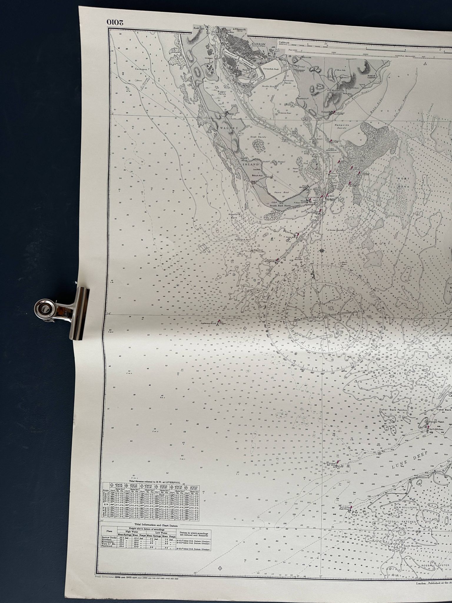 Carte nautique de la côte ouest de l'Angleterre, baie de Morecambe